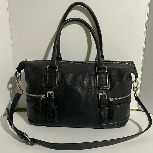 Cole Haan black leather satchel handbag - Picture 1 of 11